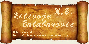 Milivoje Balabanović vizit kartica